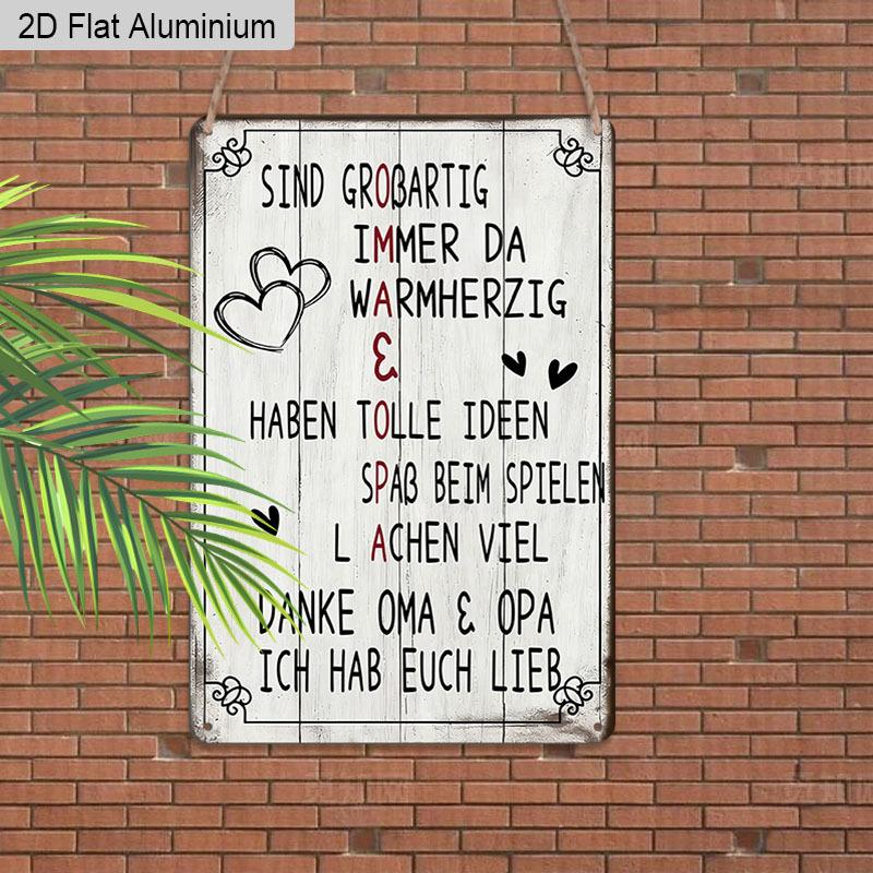2D Flat 1pc Vintage German Aluminium Wall Art Sign 8x12 Aluminium Rustic Home Decor Heartwarming Family