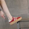 Damen Frühling neue rutschfeste und abriebfeste Board-Schuhe mit dicker Sohle, Leder atmungsaktiv farblich passend, Sport und Freizeit Xiaobai