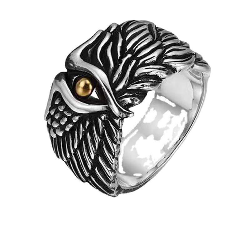 Adjustable Open Ring Men Women Angel Wing Demon Motif Plated Geometric Finger Vintage Boho Style