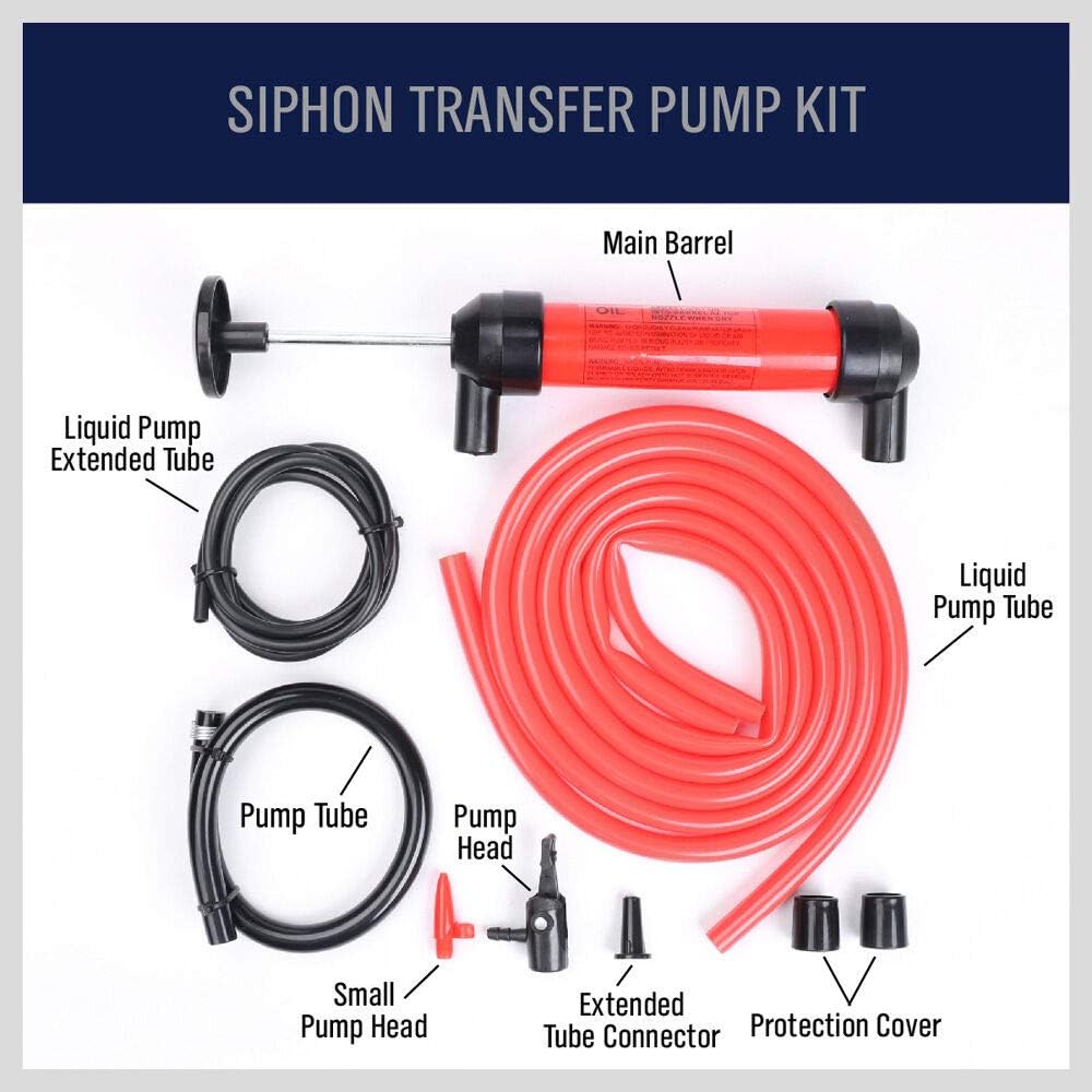 HORUSDY Multi-Use Siphon Fuel Transfer Pump Kit For Gas Oil And Liquids