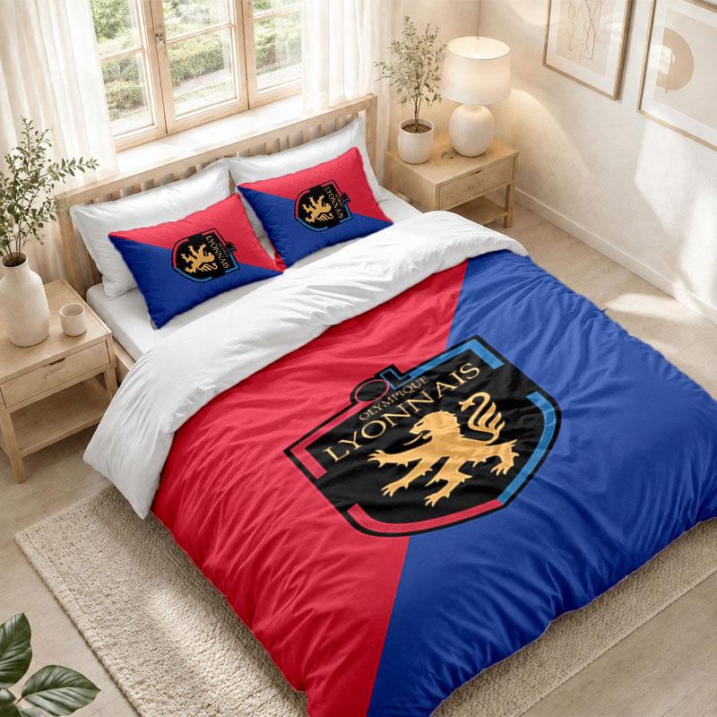 Bedding Set 1 Duvet Cover 2 Pillowcases Lyon FC Print Bedroom Home Decoration