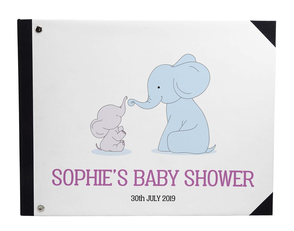 Darling Souvenir Blue Seamless Heart & Baby Objects Personalized Printed Baby Shower  Guest  Book  Scrapbook-7 x 9