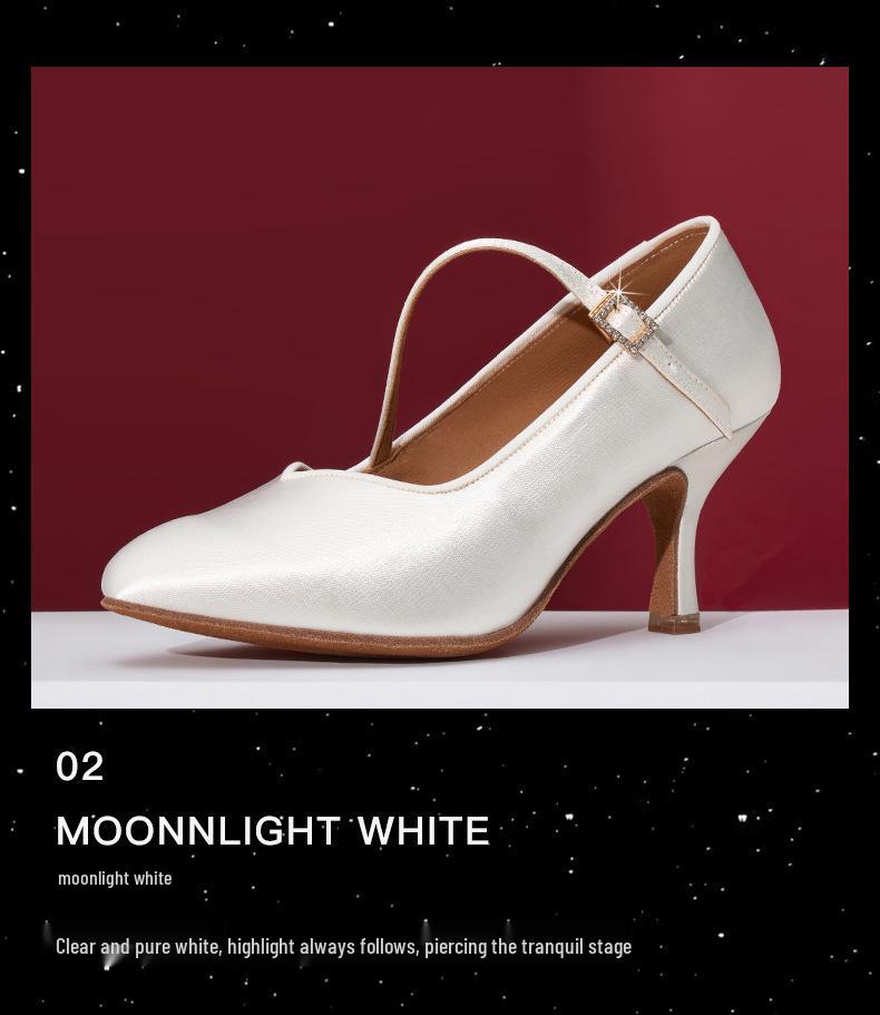Scarpe Professionali da Ballo per Donna con Tacco Medio-Alto e Suola Morbida per Tango & Valzer