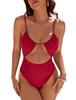 One-Piece Sexy Red V-Neck Swimsuit With Cutouts