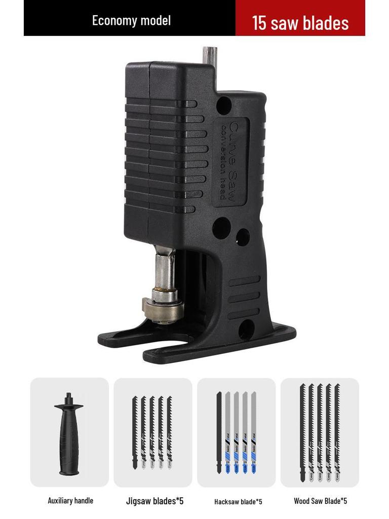 Electric Drill to Chainsaw Conversion Head: Handheld Reciprocating Saw for Woodworking and Jigsaw.
