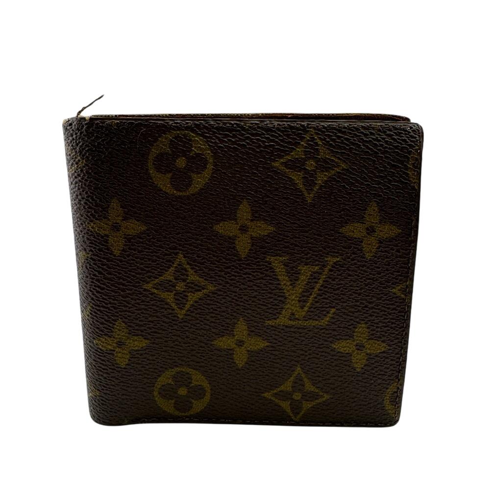 LOUIS VUITTON Vintage Coin Case Monogram leather Bifold Wallet beige leather mens Used