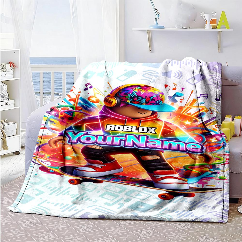 Roblox 81 Personalized Name Blanket Lightweight Personalized Blanket Soft & Cozy for Bed Picnics Office Chair Nap for All Occasions
