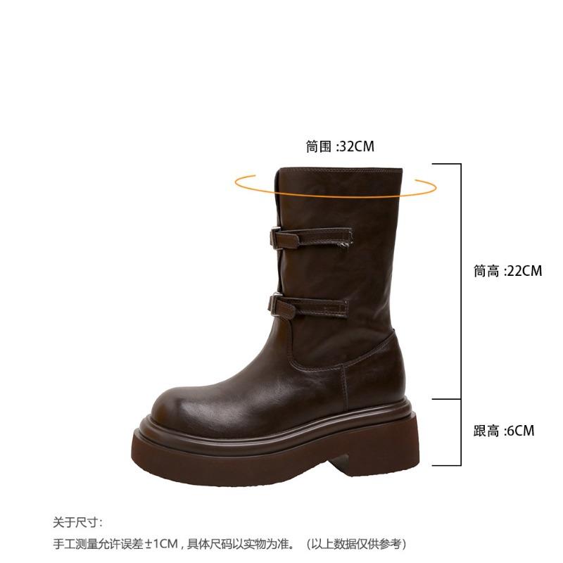 [sheii] Wu Xuanyi 6 thick-soled locomotive medium and high boots belt buckle knight short boots