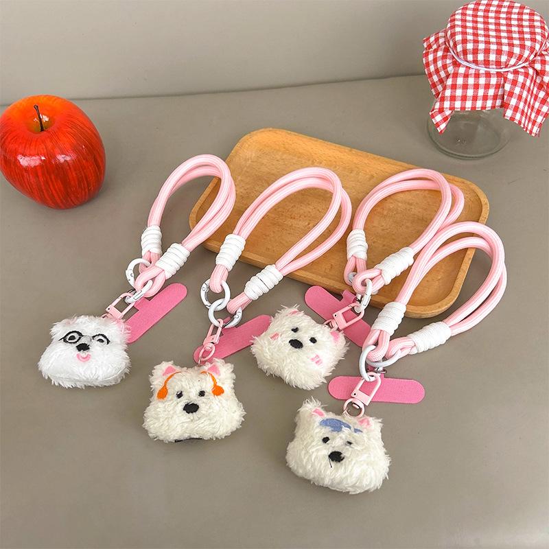 Plush Puppy Doll Pendant Mobile Phone Lanyard Clip Portable Rope Braided Rope Wrist Creative Anti-Drop