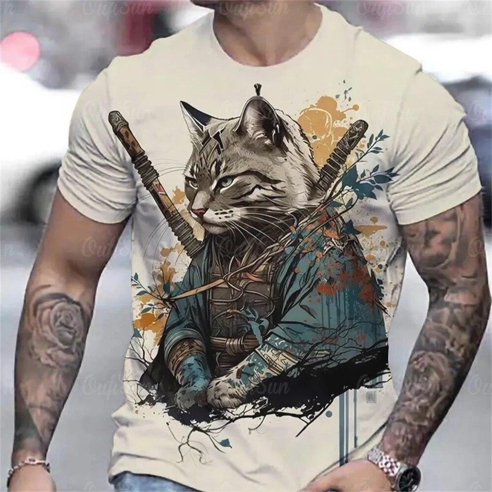 Animal Men'S T-Shirt 3d Werewolf Printed Summer Casual Short Sleeved T Shirt Loose Oversized Men'S Clothing Street Designer Tops