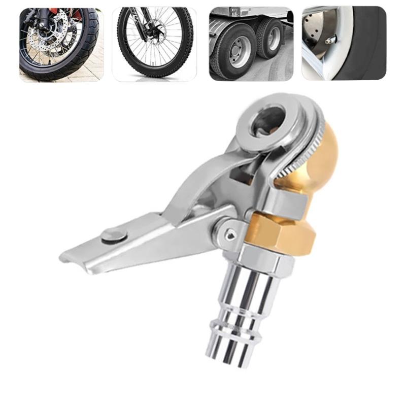 Tyre Inflator Gauge Fitting Clip On Ball Foot Air Chuck Tire Repair Kit