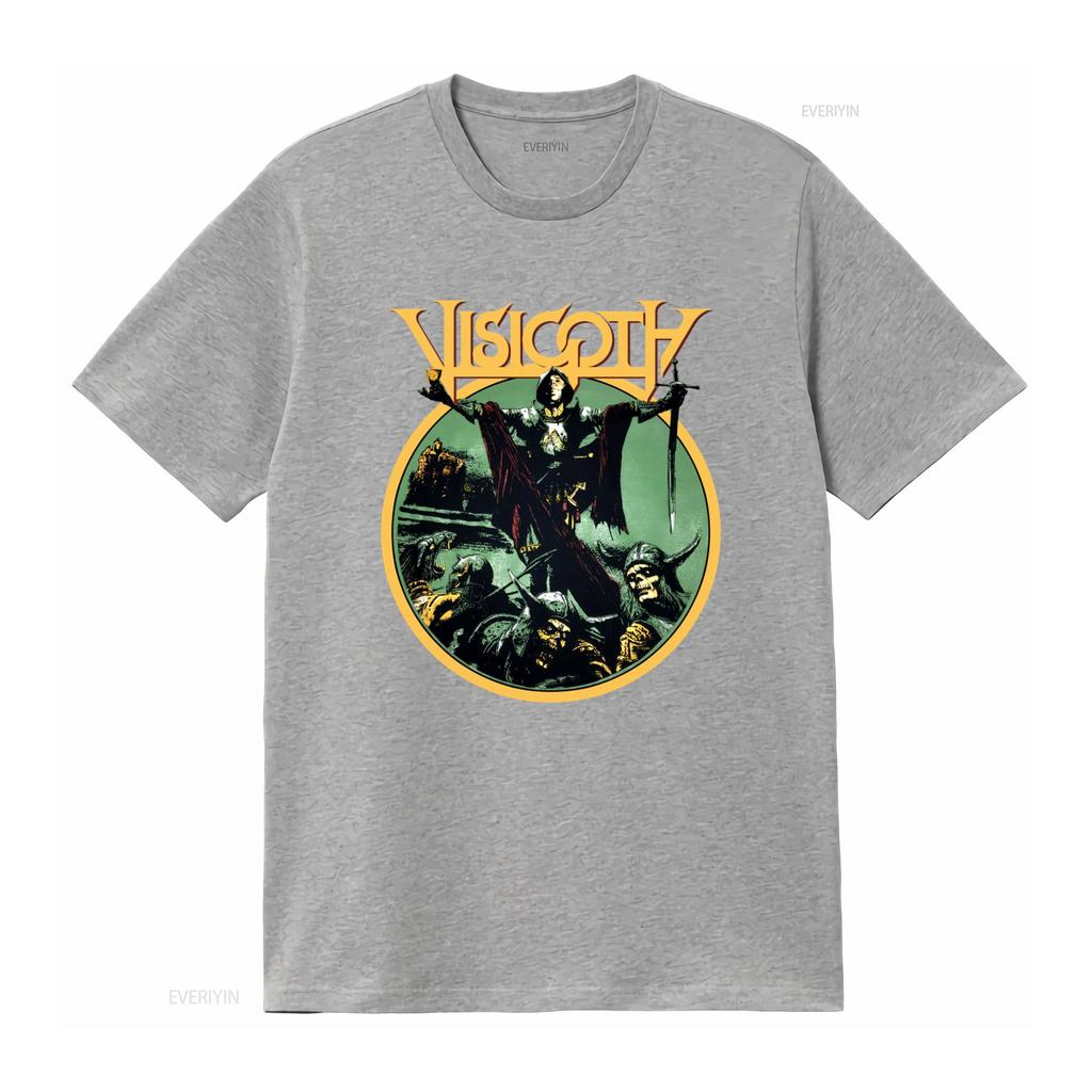Visigoth Hell s Heroes II Festival Metal Band Double Sided T Shirt vintage graphic Slightly Stretched homme