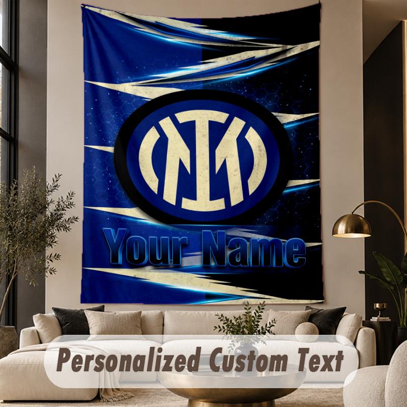 Custom Text Tapestry Inter Milan Print Wall Tapestry Indoor Living Room Wall Decor