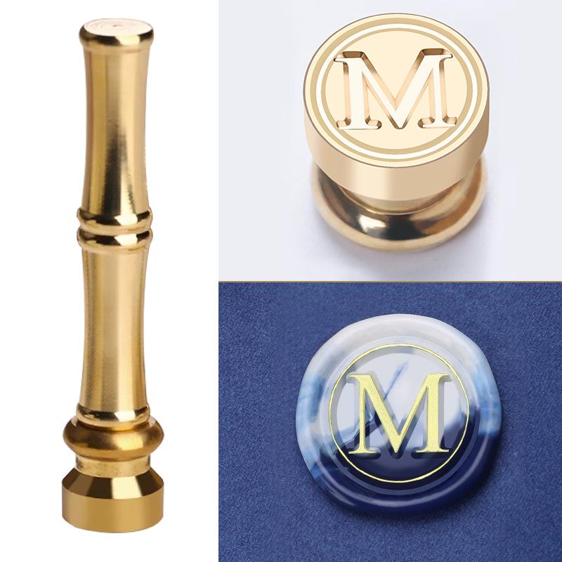 Mini Bamboo-Handled Stamp: 1.5cm Copper Head In Regular Script with Sealing Wax