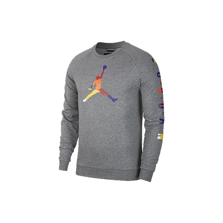 Air Jordan Athleisure Casual Sports Knit Round Neck Basketball Pullover Gray Men s CQ7593-091 L