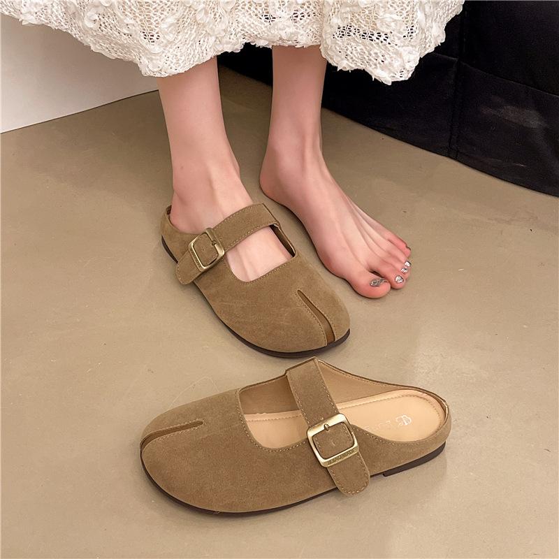 Hässlich süß Boken mit Rocktasche Kopf Halbschuhe Damen Oberbekleidung 2025 Frühling ein Pedal faule Mary Jane Sandalen Tide