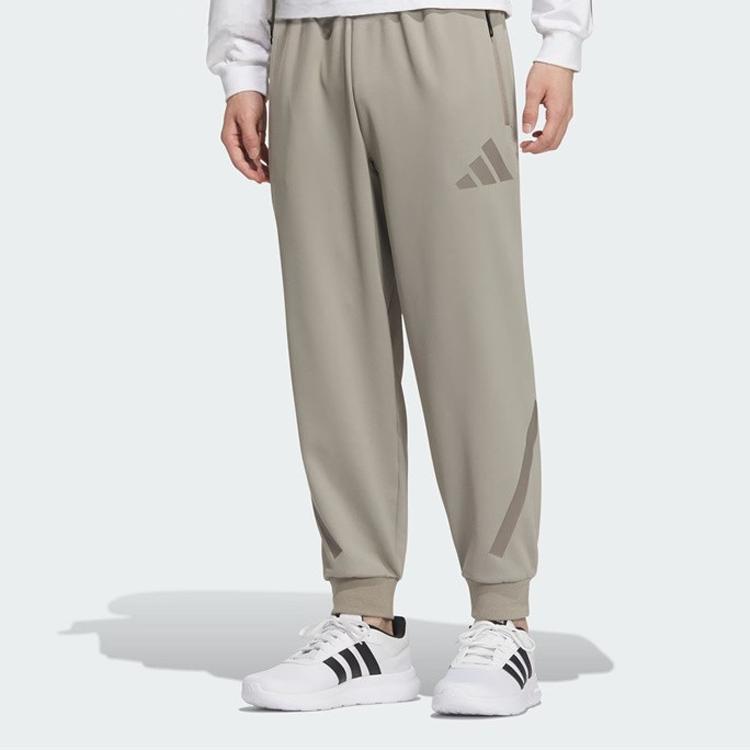 Adidas True Healing Series Fashion Simple Versatile Lace-Up Cool Knit Sports Pants Men Bottoms Light-Brown JN0136