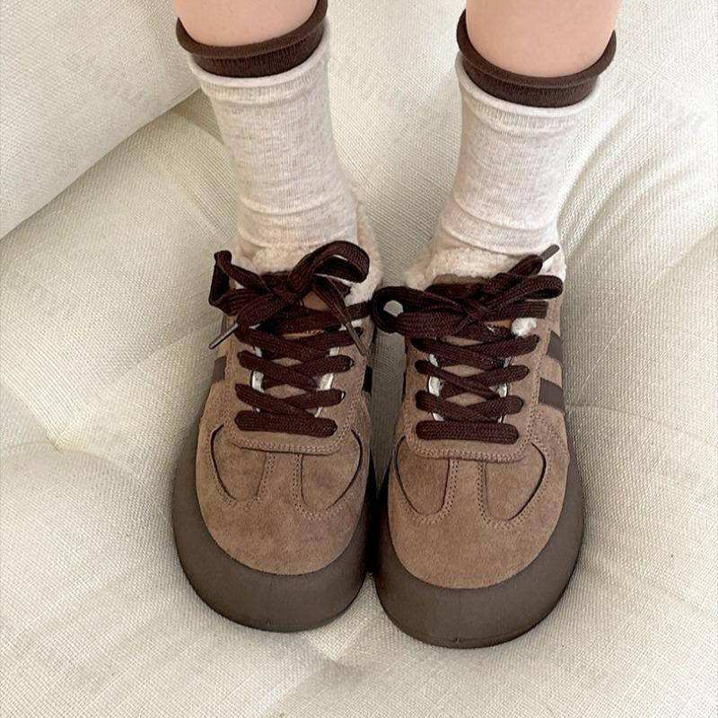 Retro Warm Thick Velvet Low Top Casual Hairy Shoes for Women  Winter Fashion Versatile Plush Comfortable Chunky Cotton Shoes