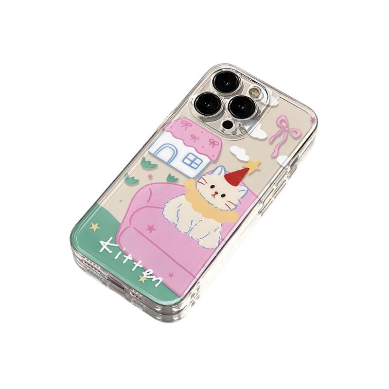 Starorůžový pohovkový kryt na telefon pro Apple 13-16 Pro Max, Průhledný vesmírný design