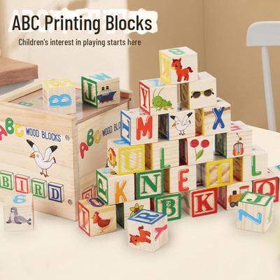 Gioco Educativo in Legno: Abbinamento Lettere Inglesi, Conteggio Cognitivo e Impilamento Blocchi per Bambini