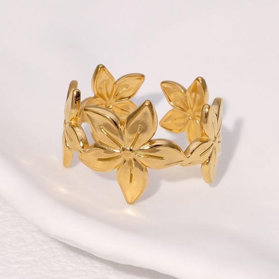 Middle Finger Ring Minimalist Flower Shape Open Adjustable Fit Women Ring Stainless Steel Texture