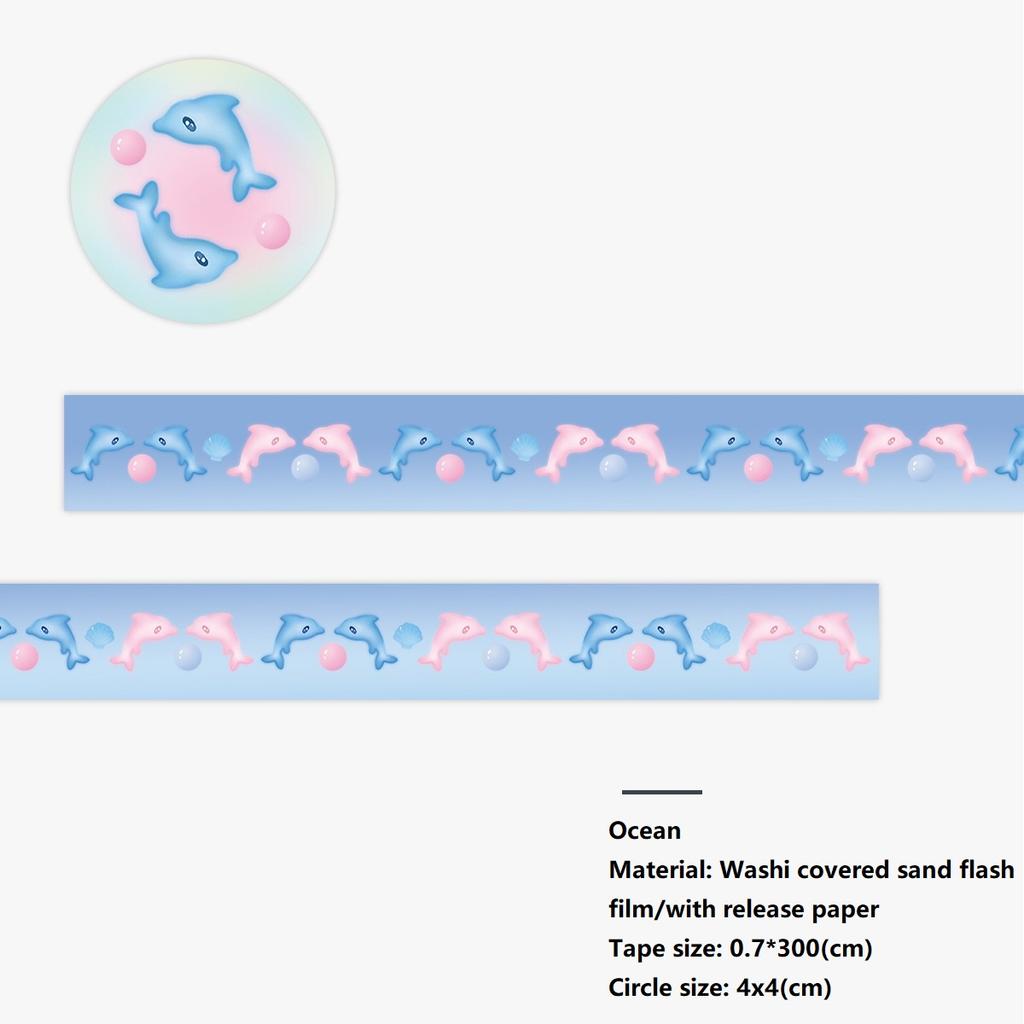 Washi Tape with Sand-Coated Shimmer Film Cute Tomato Deco Washi Tape Kawaii Four-leaf Clover Masking Tape with Release Paper