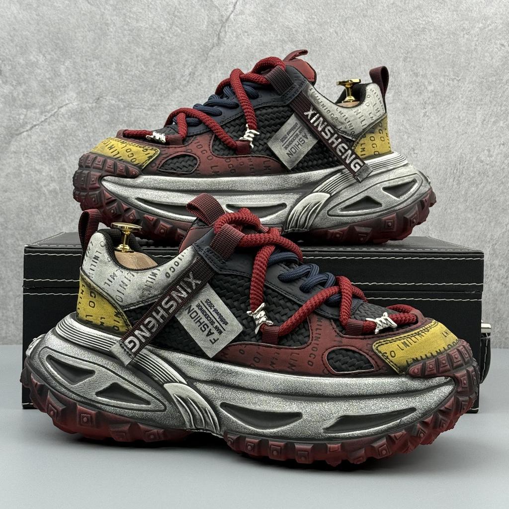 2025 European Men's High-End Trendy Dad Shoes - Autumn Casual, Height-Increasing Sports Style