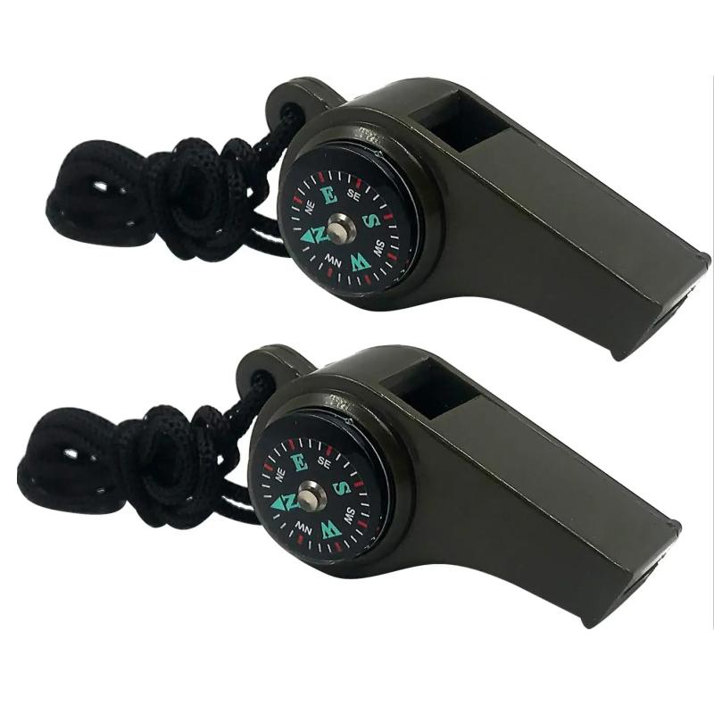 1/2pc 3 in 1 Emergency Survival Whistle Compass Thermometer Referee Whistle Camping Hiking Outdoor Multifunction Whistle