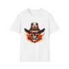 Cowboy Skull In Flames T Shirt Cool Vintage Washed Homme Streetwear Graphic Fashion Breathable Slightly Stretched Unisex