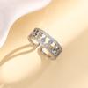 925 Sterling Silver Gothic Hollow Out Square Bridal Cubic Zirconia Open Rings for Women Fashion Student Unusual Jewelry