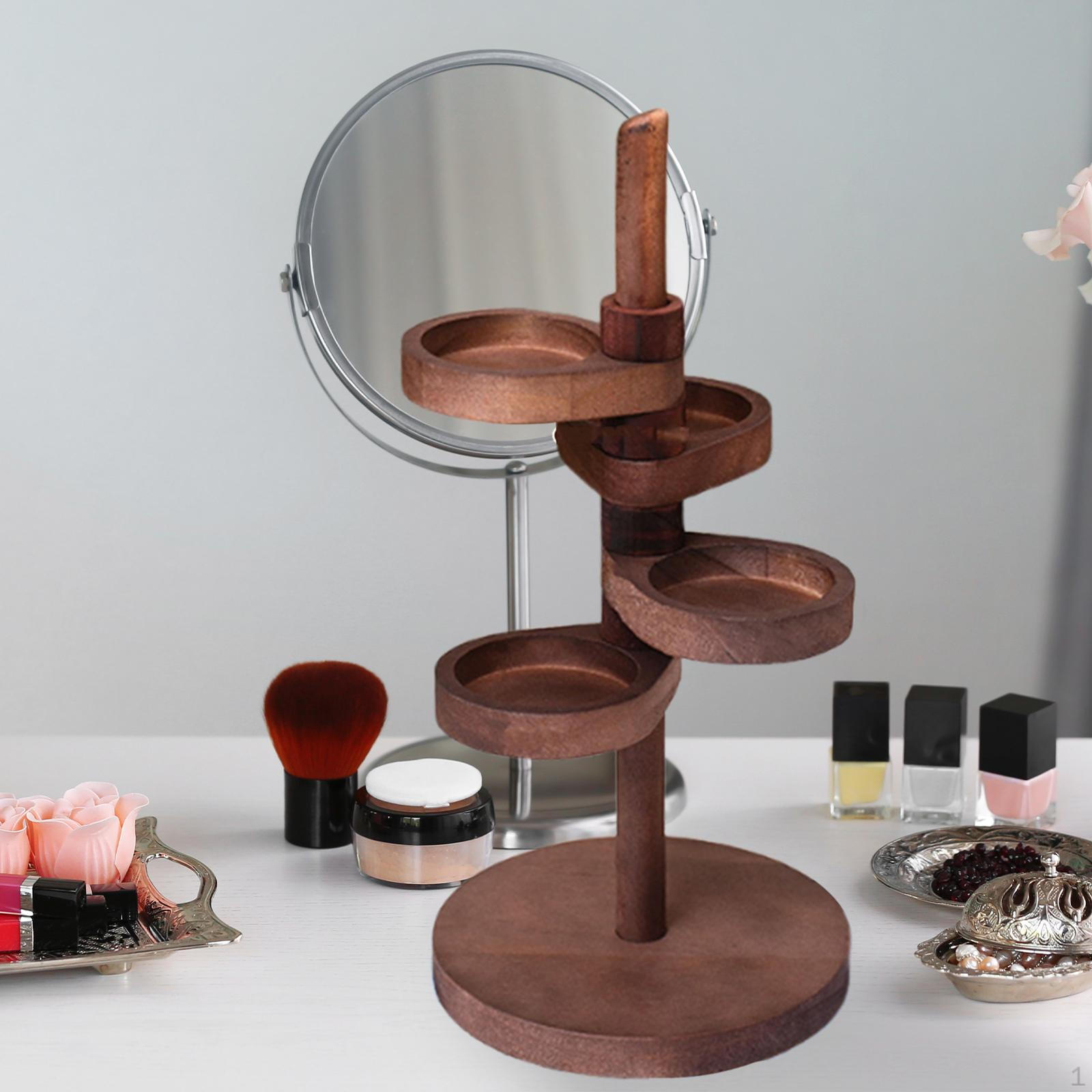 Ювелирный органайзер 4-х уровневый вращающийся многофункциональный настольный стенд для сережек колец ожерелий Brown