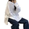 Harajuku Long T-Shirt Spring Autumn Solid Simple Oversized T-shirt for Women Goth T-shirts Split Long Sleeve Tops