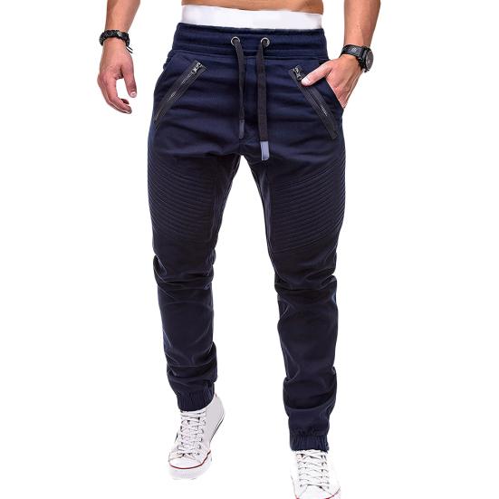 Herren Kordelzug Jogginghose Unifarbene Reißverschluss Falten Schweißhose Hose