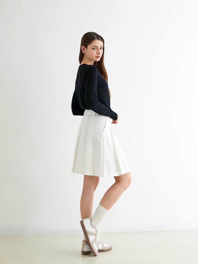 Nitina Striped Pleated Skirt Iv