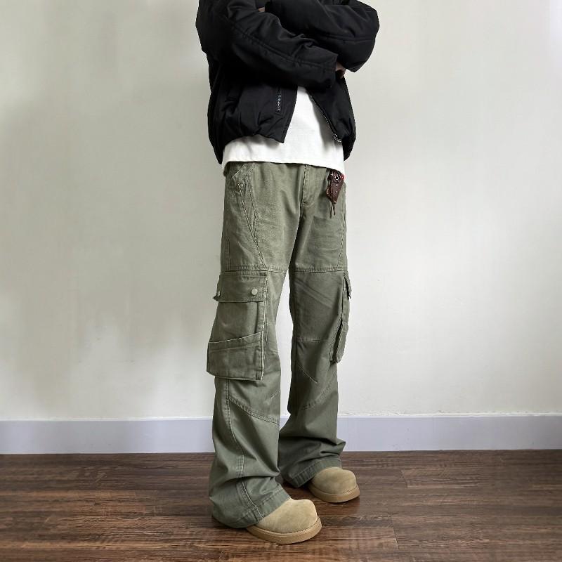 

Unisex Washed Distressed Multi-Pocket Flare Work Pants XXXL сірий колір