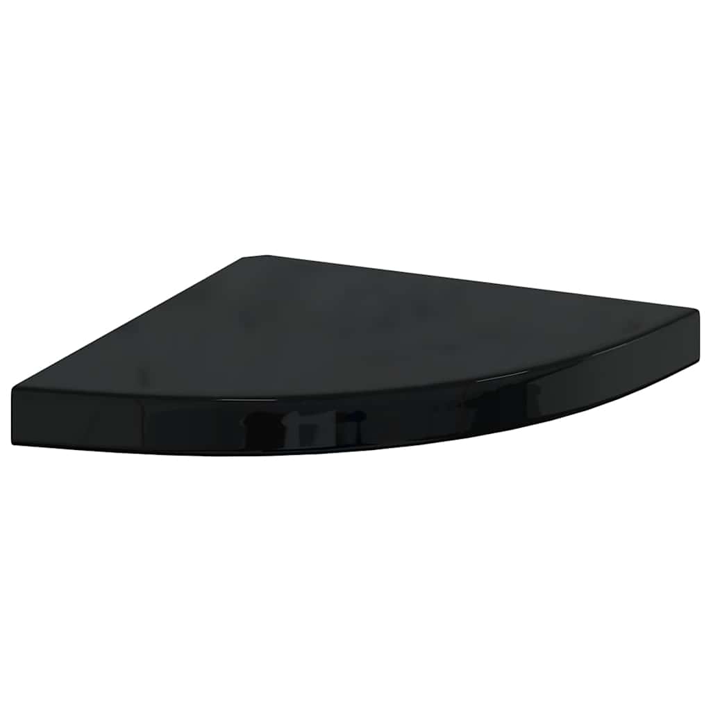 Corner Floating Shelves Set of 4 High Gloss Black 35 X 35 X 3.8 Cm MDF