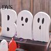Seasonal Room Decor 3 Pcs Halloween Indoor Table Decoration, Cute Ghost Wooden Sign with Jute Rope, Rustic Ornaments Farmhouse BOO Block for