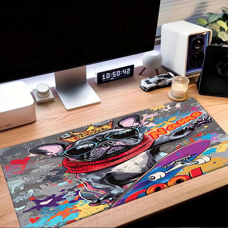 1PC Custom Name Royal Bulldog Skate Style Mouse Pad, Keyboard and Mouse Desk Pad, for Computer Notebook Birthday Gift For Any Room Or Office