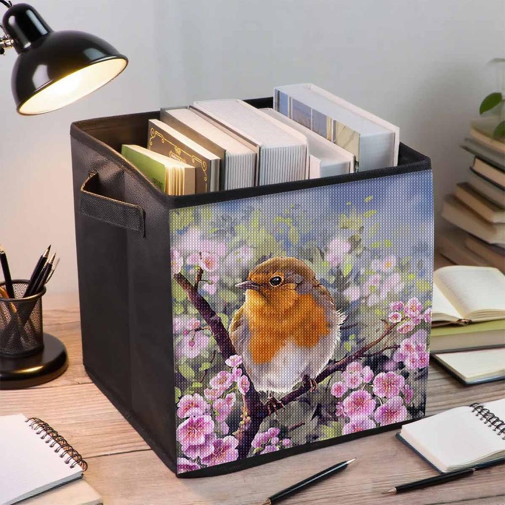 The Bird on The Branch 5D Diamond Painting Storage Basket Full Round Drill Mosaic Diamond Embroidery Cross Stitch Kits Home Decor Home Decor