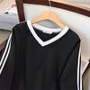 Plus Size Women's V-Neck Sweatshirt: Loose Fit, Slimming, Bust 150-160 Cm, Fits 200-350 Jin