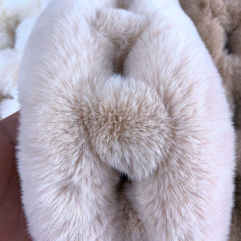 Scarf Women's Autumn and Winter New Fur Rabbit Plush Thickened Warm Scarf Solid Color Hairball Cross Student Children