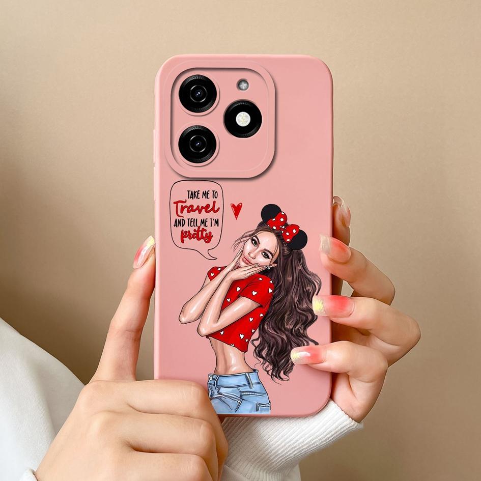 For Tecno Pova 6 Pro 5G Pop 8 Spark 20C 20 Itel A70 A18s Phone Cover Case Fashion Girls Boy High Quality Shockproof Soft Liquid Silicone Shell Housing