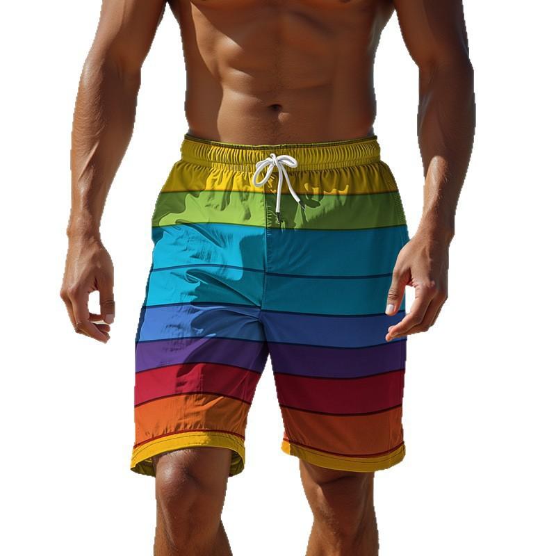 Letnie Męskie Spodnie Plażowe z Nadrukiem 3D Modne Wszechstronne Trend Oddychające Codzienne Wakacyjne