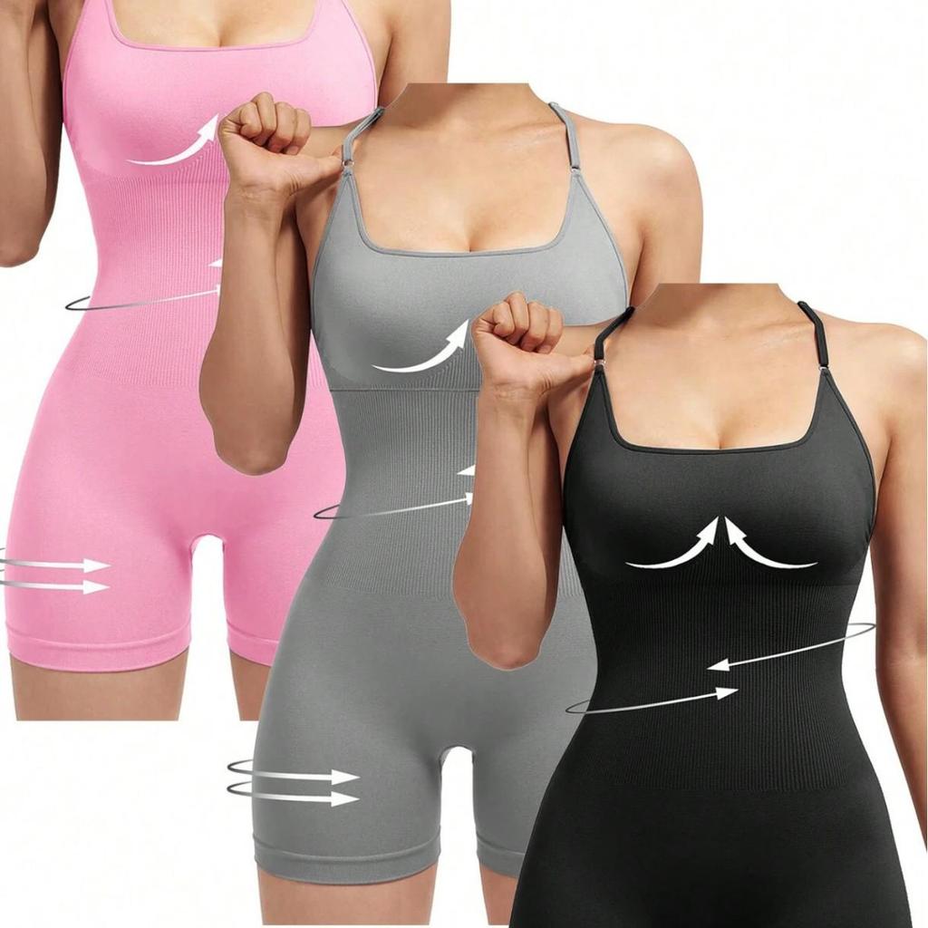 Women's Nude Feel Backless Yoga Jumpsuit - Spring/Summer Fit