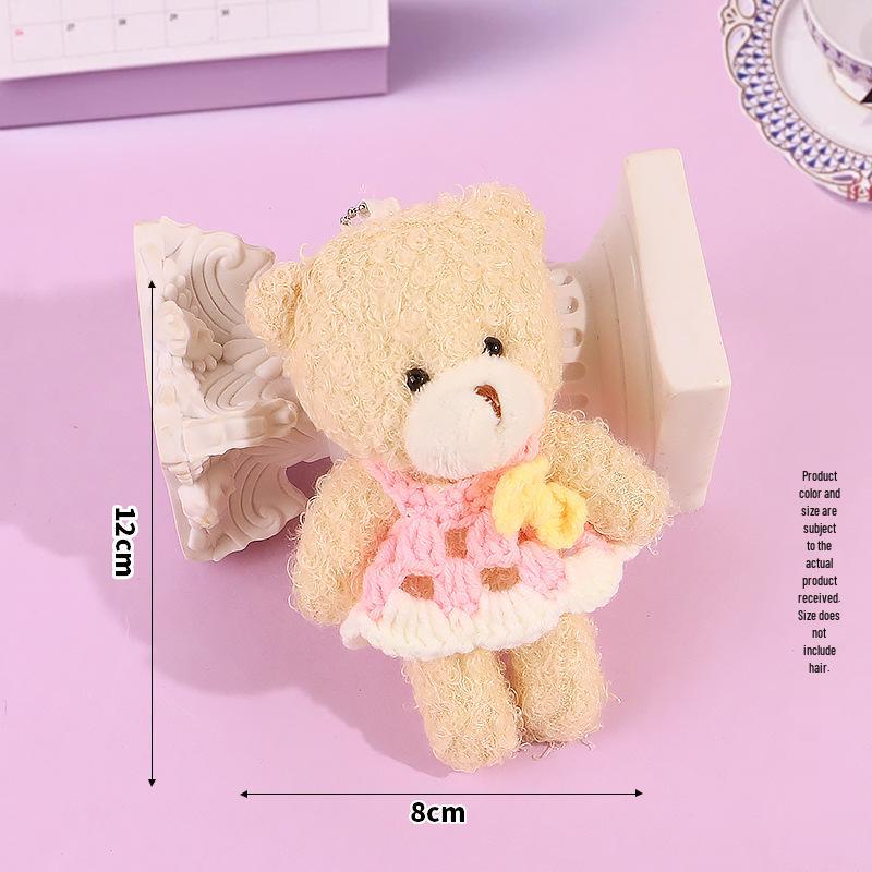 Blush Bear Doll Keychain: Cute Skirt Plush Heart Bag Charm Gift