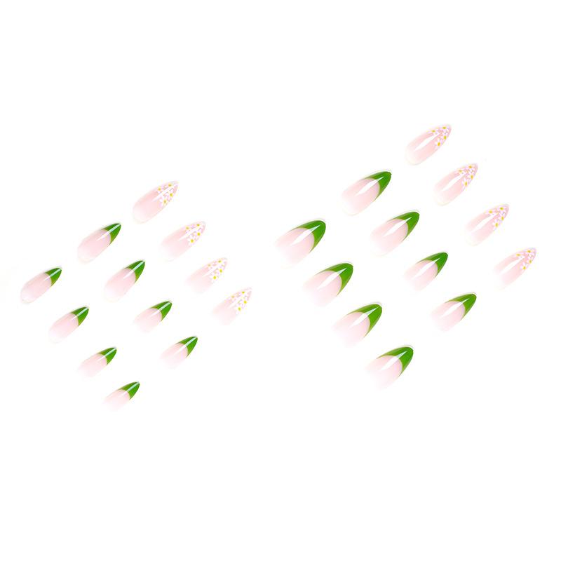 French green simple small fresh wearing nail short girl spring manicure nail piece wearing fake nail