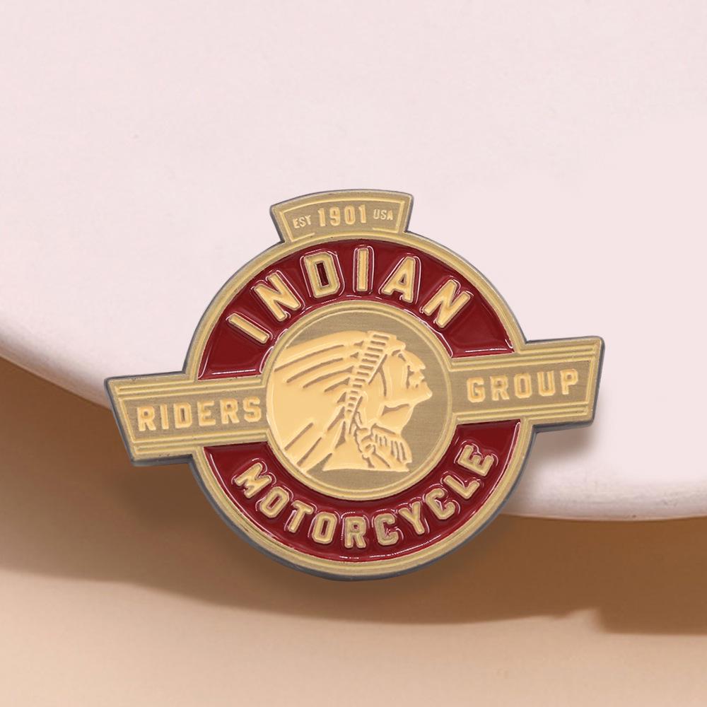 Vintage Indian Motorcycles 1901 Rider Group Enamel Pin Badge