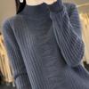 IHUASU Autumn and Winter Wool Sweater Women's Semi-high Neck Jumper Loose Large Size Versatile Knitted Bottoming Shirt Thin Cashmere Sweater