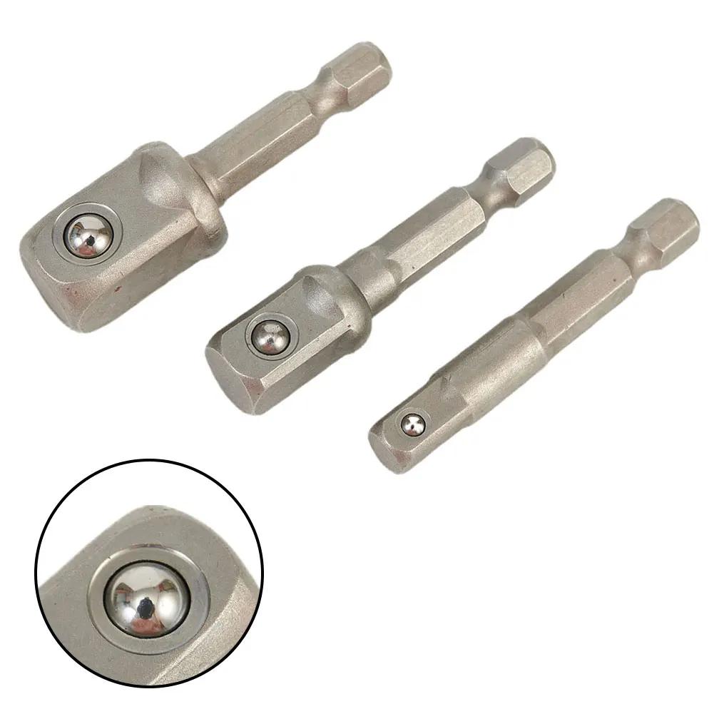 Adapter Socket Silver Socket Socket Adapter 1/4 3/8 1/2 Power Tools 1/4''(6.35mm) 3/8''(9.5mm) 50mm Chrome Vanadium Steel