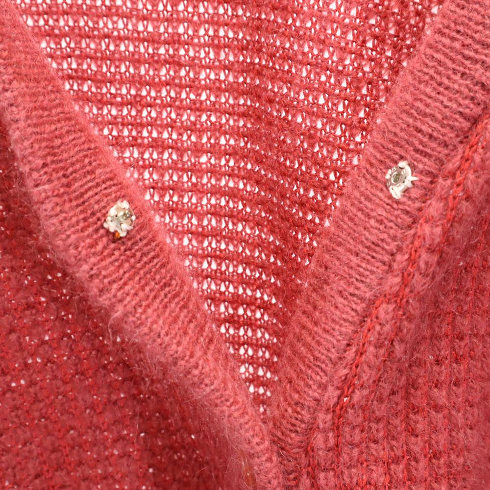 Chloe Long Sleeve V Neck Knit Cardigan 40 Pink Women Used